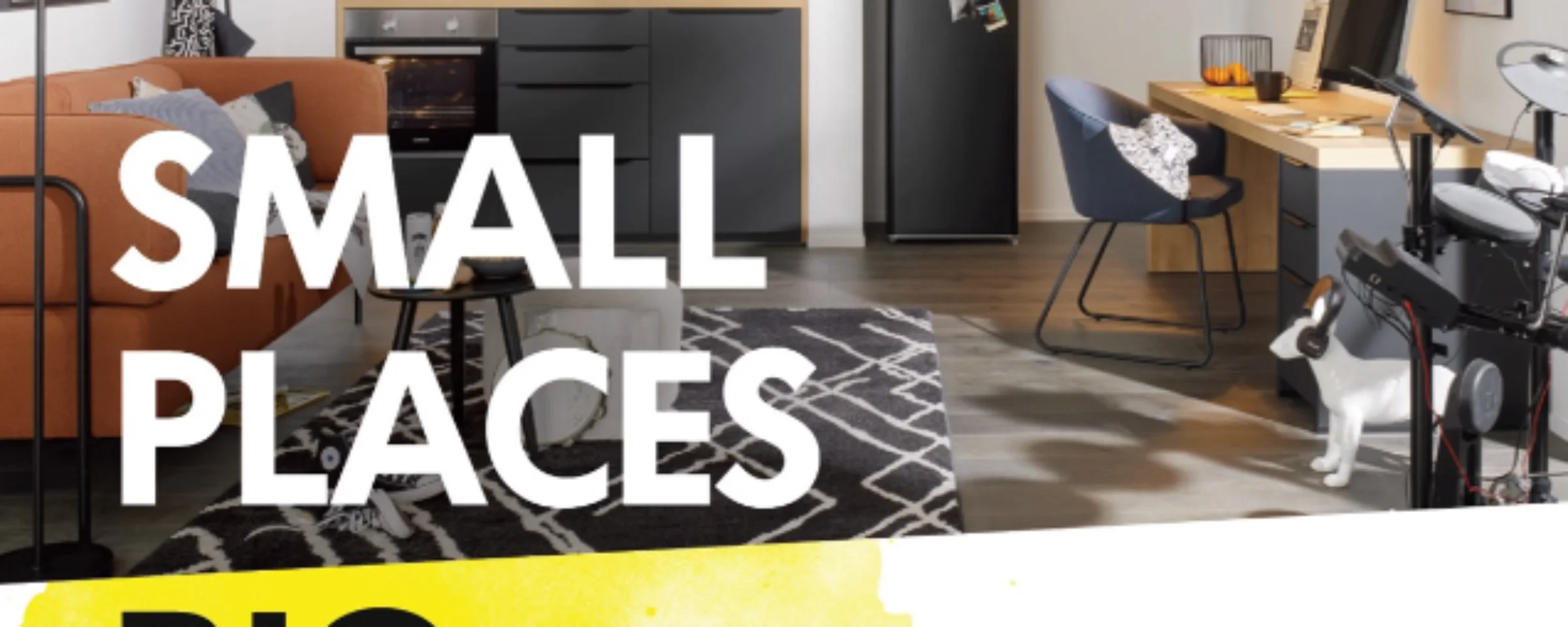 Ein modern eingerichteter Raum vereint Küche und Wohnzimmer, mit Nolte Küchen Design.