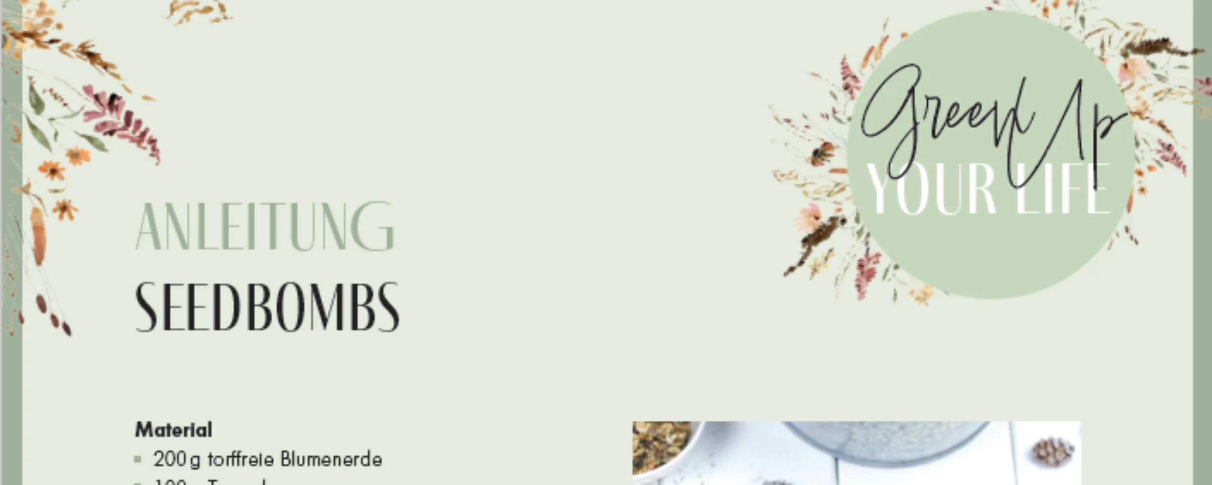 Eine Anleitung zur Herstellung von Seedbombs mit dem Logo von Nolte Küchen.