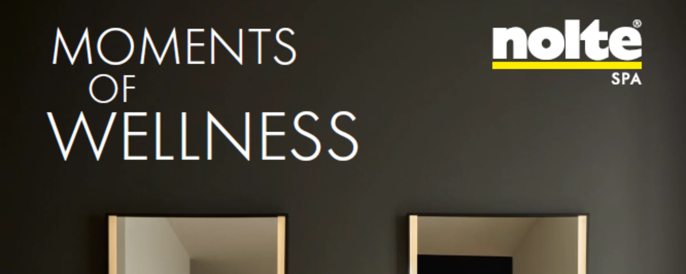 Ein modernes Badezimmer mit zwei Waschbecken und Spiegeln, eingerichtet von Nolte SPA.