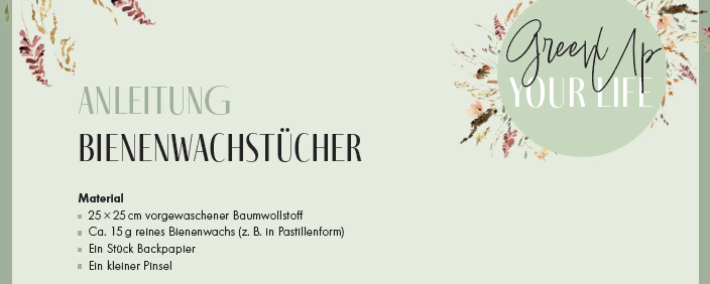 Eine Anleitung zur Herstellung von Bienenwachstüchern mit Bild eines Brotes in einem Korb, Nolte Küchen.