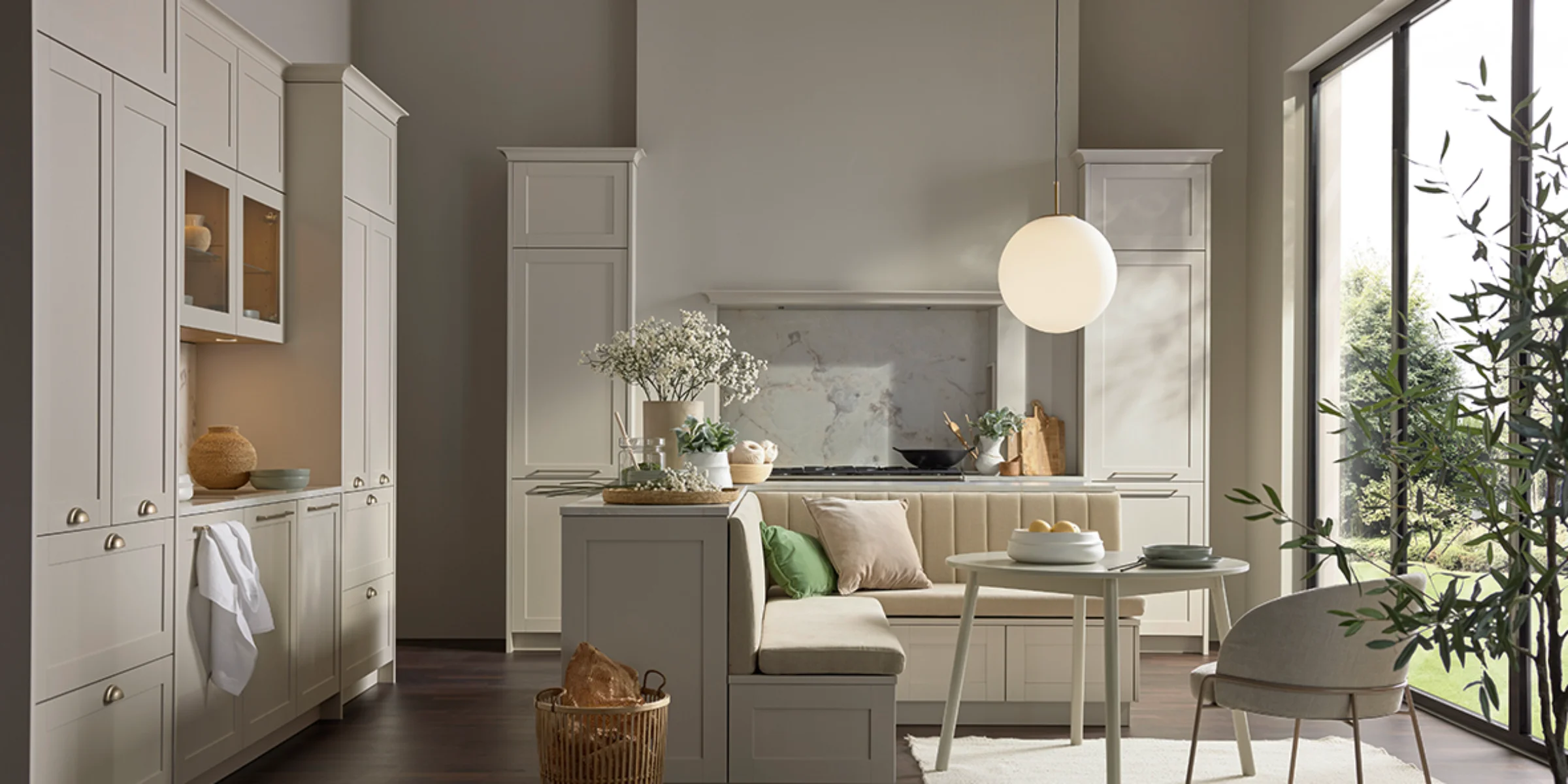 Helle Nolte CHESTER Country Kitchen in Sahara with framed doors and a marble finish