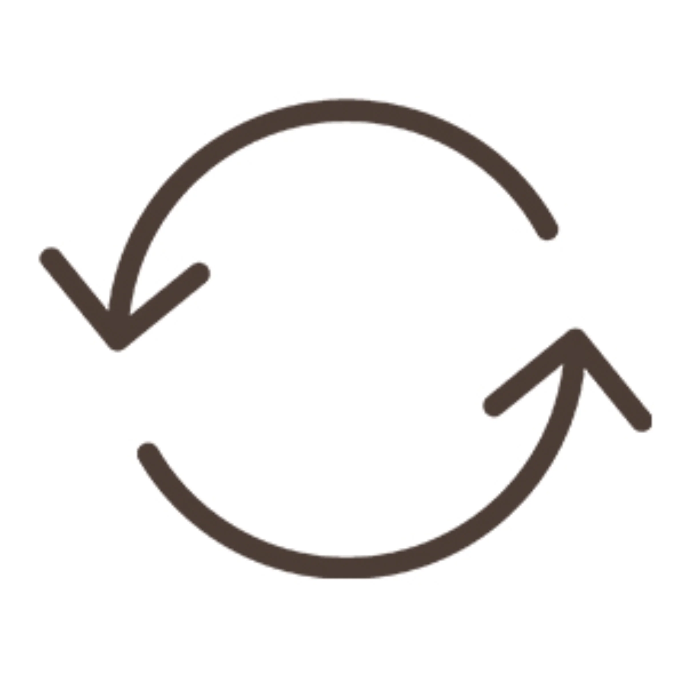 Ein einfacher, stilisierter Kreis mit zwei Pfeilen, die in entgegengesetzte Richtungen zeigen.