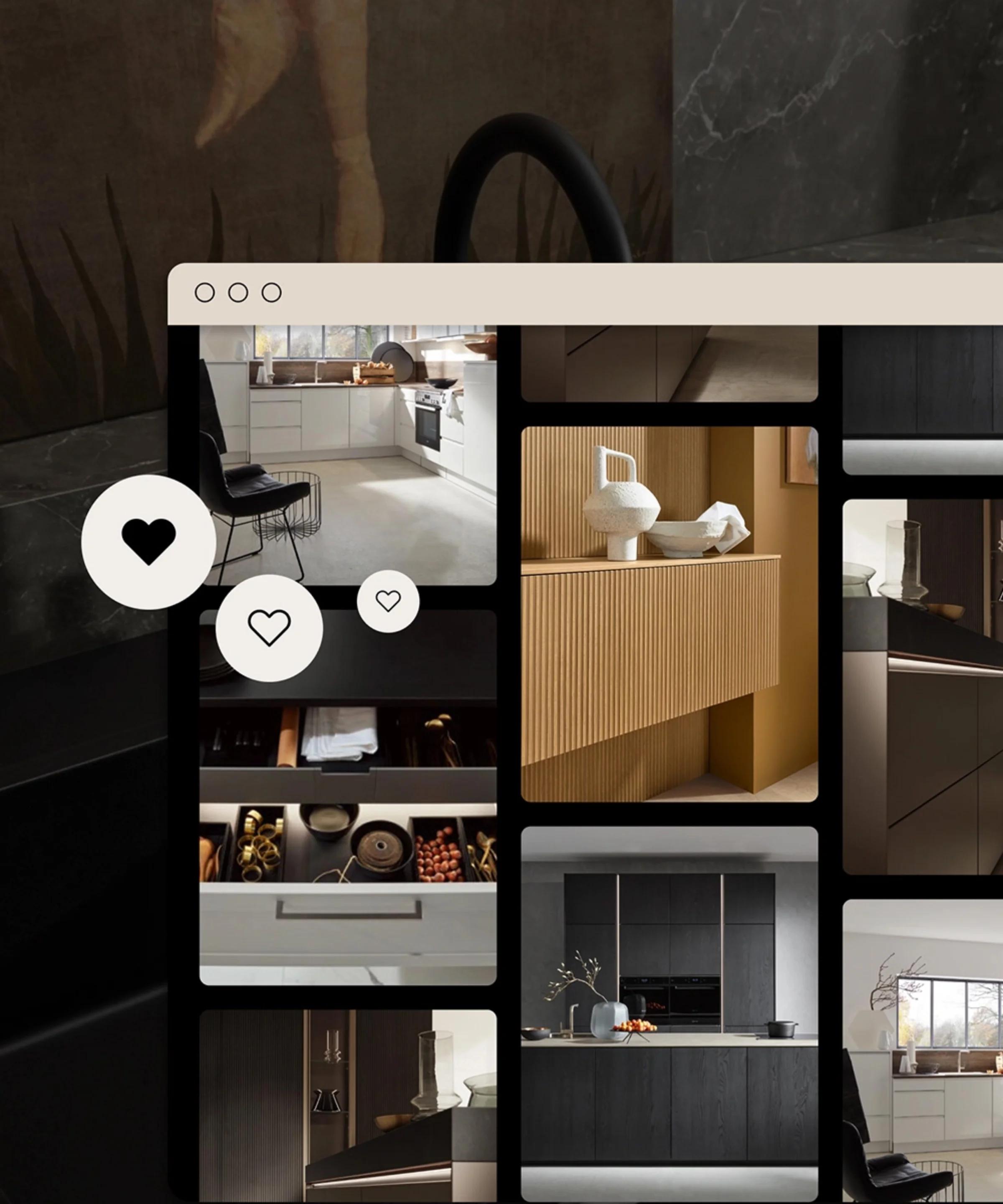 Nolte Küchen: Moderne Küchenelemente mit Holz- und Schwarzakzenten in einem stilvollen Design.